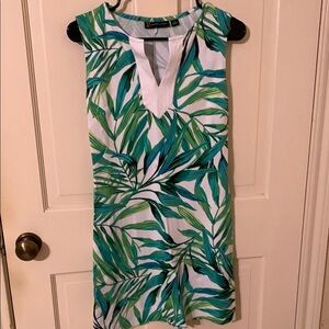 New York & Company Tropical Leaf Print Dress